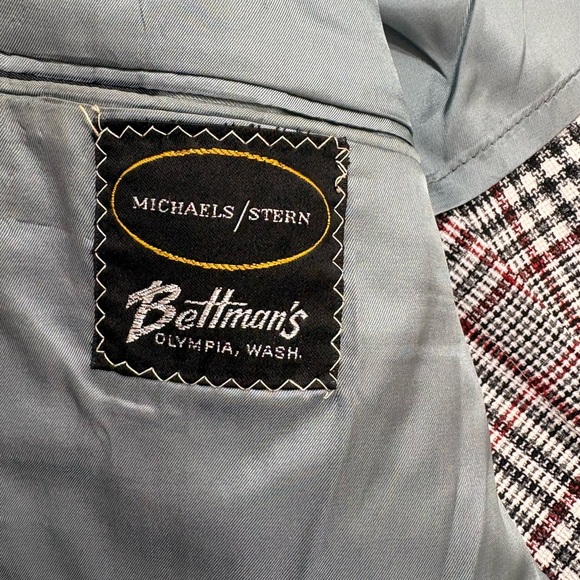 Vintage 70s BOLD PLAID suit jacket blazer checkered red white black size 42R - Picture 10 of 13